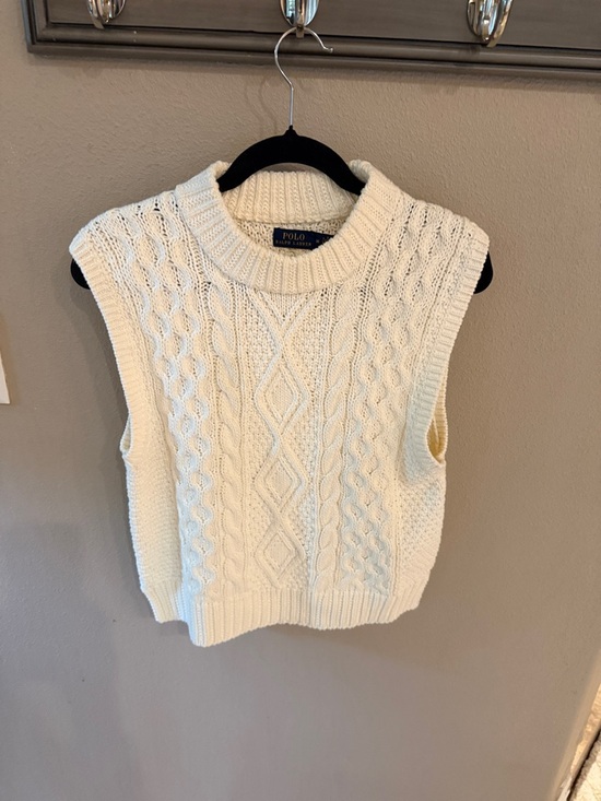 Polo Ralph Lauren Sweaters - Polo by Ralph Lauren Ivory Cable-Knit Sleeveless Sweater Vest